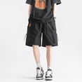 thumbnail image 3 of 2024 New Fashion Summer Men's Shorts Solid Color Big Pocket Cargo Shorts Casual Knee Length Shorts For Men, 3 of 6