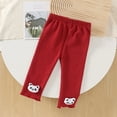 thumbnail image 4 of MeetoTime Toddler Baby Clothes Solid Color Elastic Waist Leggings Girls Fall Winter Thick Warm Fleece Skinny Pants 12 Months-4 Years, 4 of 7