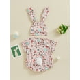 thumbnail image 4 of Bslissey Baby Girls Boys Easter Romper Cute Bunny Egg Print Short Sleeve Jumpsuit Infant Casual Crew Neck T-shirt Bodysuit with Hat 3M 6M 12M 18M, 4 of 9