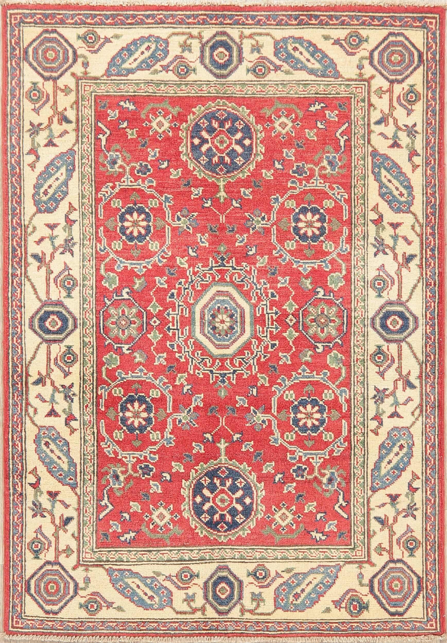 RugSelect Red Super Kazak Pakistani Oriental Handmade Wool Area Rug 3x5