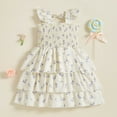 thumbnail image 2 of snilers Toddler Girls Dresses Kids Sleeveless Ruffle Dresses Square Neck A Line Swing Dresses Summer Outfits Vacation Beach Sundress for Kids 2-8 Years, 2 of 4