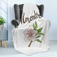 thumbnail image 4 of Almond Blossom Soft Flannel Fleece Blanket, Hand Drawn Almond Blossom on a Branch with Leaves Garden Growth, Cozy Plush for Indoor and Outdoor Use, 60" x 80", Pale Pink Green Brown, by Ambesonne, 4 of 5