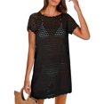 thumbnail image 1 of Vestido de crochet de malla negro L para cubrir el traje de baño ANRABESS, 1 of 9