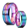 thumbnail image 2 of Simple 8mm Rainbow Color Stainless Steel Rings For Men Women Colorful Matte Brushed Men Rings Wedding Band Jewelry Drop Shipping StyleF 6, 2 of 5