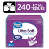 Great Value Ultra Soft Facial Tissues, 2 Flat Cartons, 120 Tissues per Flat, 3-Ply