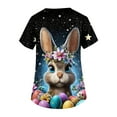thumbnail image 5 of LTTVQM Womens Easter Scrub Tops 2026 Bunny Eggs Graphic Funny Short Sleeve Shirts Casual V Neck Fashion Clothes with Pockets Navy 5XL, 5 of 5
