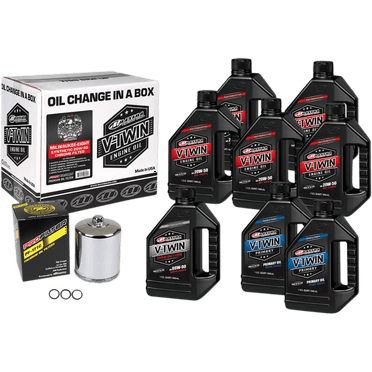 MAXIMA RACING OIL M8 Synthetic 20W-50 Oil Change Kit - Chrome Filter 90-129018PC
