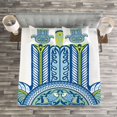 thumbnail image 3 of Ambesonne Hamsa Quilted Bedspread Set 3 Pcs, Mysticism Koi Fish, Queen Size, Blue Green Yellow, 3 of 3