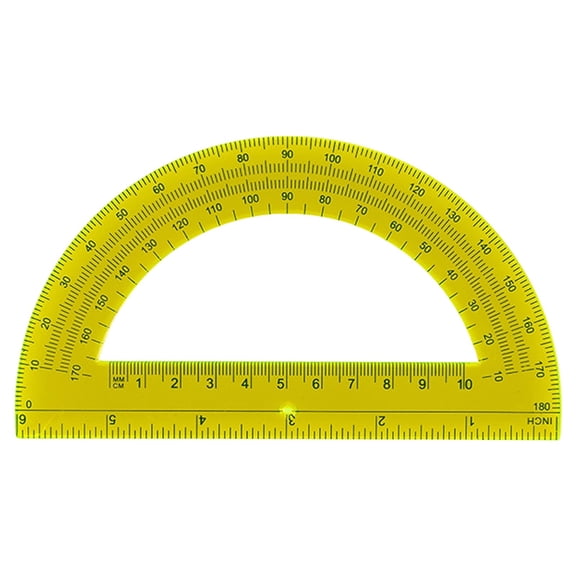 Solivara 6 Inch Plastic Protractor 180 Degree For Geometry Classroom And Student School Use,Yellow,5.98*3.35 in