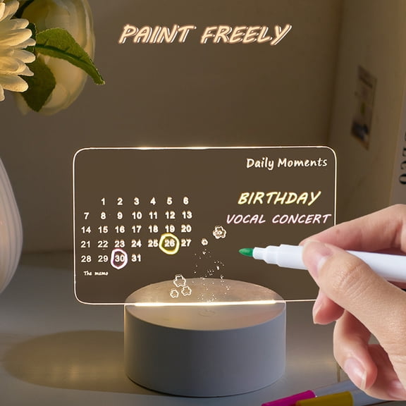 Night Lights For Bedroom Acrylic Transparent Notepad Erasable Ins Wind Message Board Holiday Lights Gift Children Girlfriend Decorative Night Light (5Ml) Room Lights Home Decor