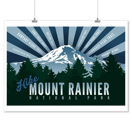 Hike Mt. Rainier - Lantern Press Artwork (9x12 Art Print, Wall Decor Travel (Best Mt Rainier Hikes)