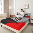 thumbnail image 3 of Erosebridal Gamer Bed Sheets Set And Gaming Bedding Set Video Game Controller Fitted Sheets 3Pcs Sheets Includes 1 Fitted Sheet & 1 Flat Sheet With 1 Pillowcase Red Black (Twin), 3 of 5