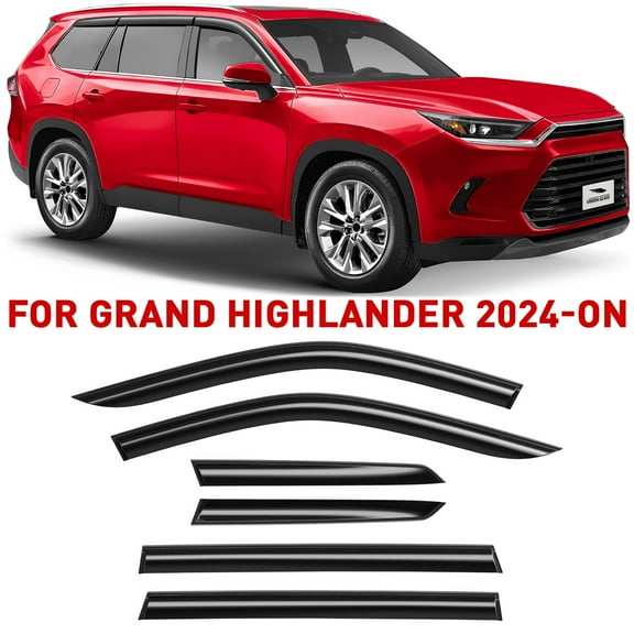 Voron Glass Tape-on Extra Durable Rain Guards for Toyota Grand Highlander 2024-2026, Window Deflectors, Vent Window Visors, 6 Pieces - 100784
