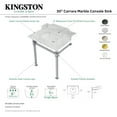 thumbnail image 5 of Kingston Brass LMS30MSQ1 Viceroy 30" Carrara Marble Console Sink with Stainless Steel Legs (8-Inch, 3-Hole), Carrara Marble White/Polished Chrome, 5 of 6
