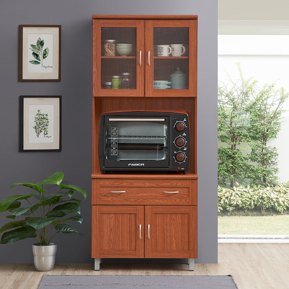 Hodedah Tall Kitchen Cabinet, Chocolate-Grey - Walmart.com