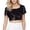 Black, variant on QHWAUAKFBN T Shirts For Women Trendy O-Neck Solid Sequins Short Sleeve Short Navel Blouse Tee Tshirts Top
