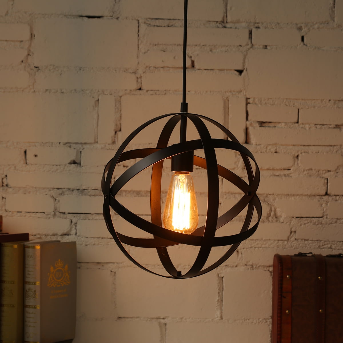Metal Pendant Light, Spherical Pendant Light, Rustic Chandelier Vintage