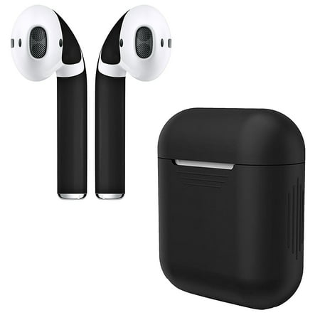 AirPod Skins & Silicone Charging Case Cover | Easy Install | Customize and Protect | Free Lifetime Replacements | Max Coverage | Apple AirPods Accessories (Black Case & Matte Black