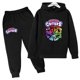 thumbnail image 2 of Conjunto de sudadera con capucha y pantalones con estampado de dibujos animados para niños y niñas de 2 a 13 años, 2 piezas, para primavera y otoño, 2 of 5