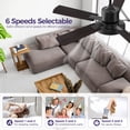 thumbnail image 3 of Skvevn Ceiling Fans with Lights and Remote, 52-inch Indoor/Outdoor Black Modern Fan with Quite Noiseless and Adjustable Light 6 Speed for Patio Living Room Bedroom, 3 of 7
