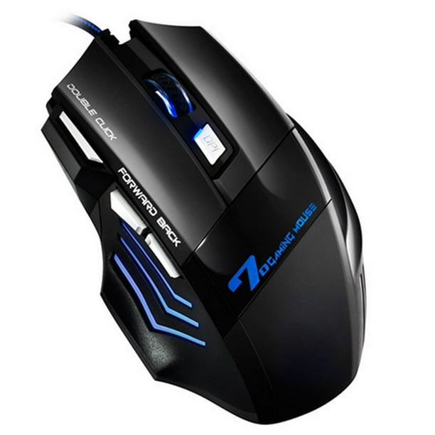 5500 DPI 7Button LED USB óptico Con Gamer Ratones Para Juegos De Computadora Ratones Negro Hugo Raton Del Juego