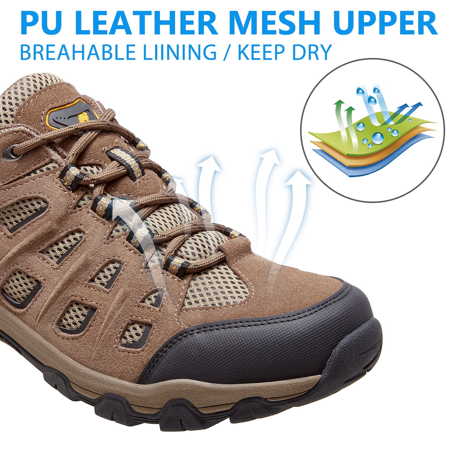 Camel Shoes Mens 9 Hiking Low Leather Boot Outdoor Trekking Active Lace Up Brown Camel Men main image 3