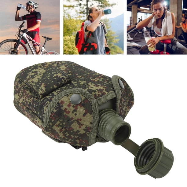 Botella De Agua Deportiva A Prueba De Fugas De 1L, Botella De Camping Portátil De Boca Ancha Con Bolsa De Cubierta Para Gimnasio Al Aire Libre Senderismo Viajes