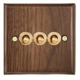 thumbnail image 1 of Panel de Interruptores de Palanca de Pared de Nogal Retro, 1-4 Unidades, 2 Vías, Madera Maciza, de Corriente Universal, 1 of 7