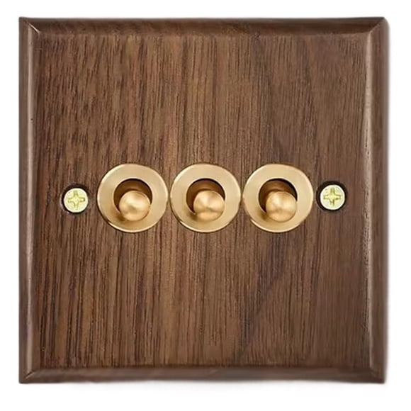 Panel de Interruptores de Palanca de Pared de Nogal Retro, 1-4 Unidades, 2 Vías, Madera Maciza, de Corriente Universal