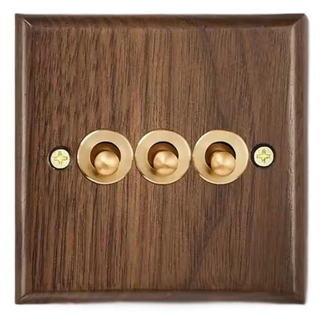 Panel de Interruptores de Palanca de Pared de Nogal Retro, 1-4 Unidades, 2 Vías, Madera Maciza, de Corriente Universal