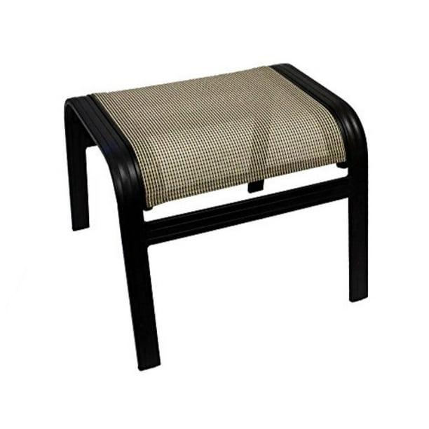 j&m patio outdoor ottoman 17" h aluminum relaxing footstool in black