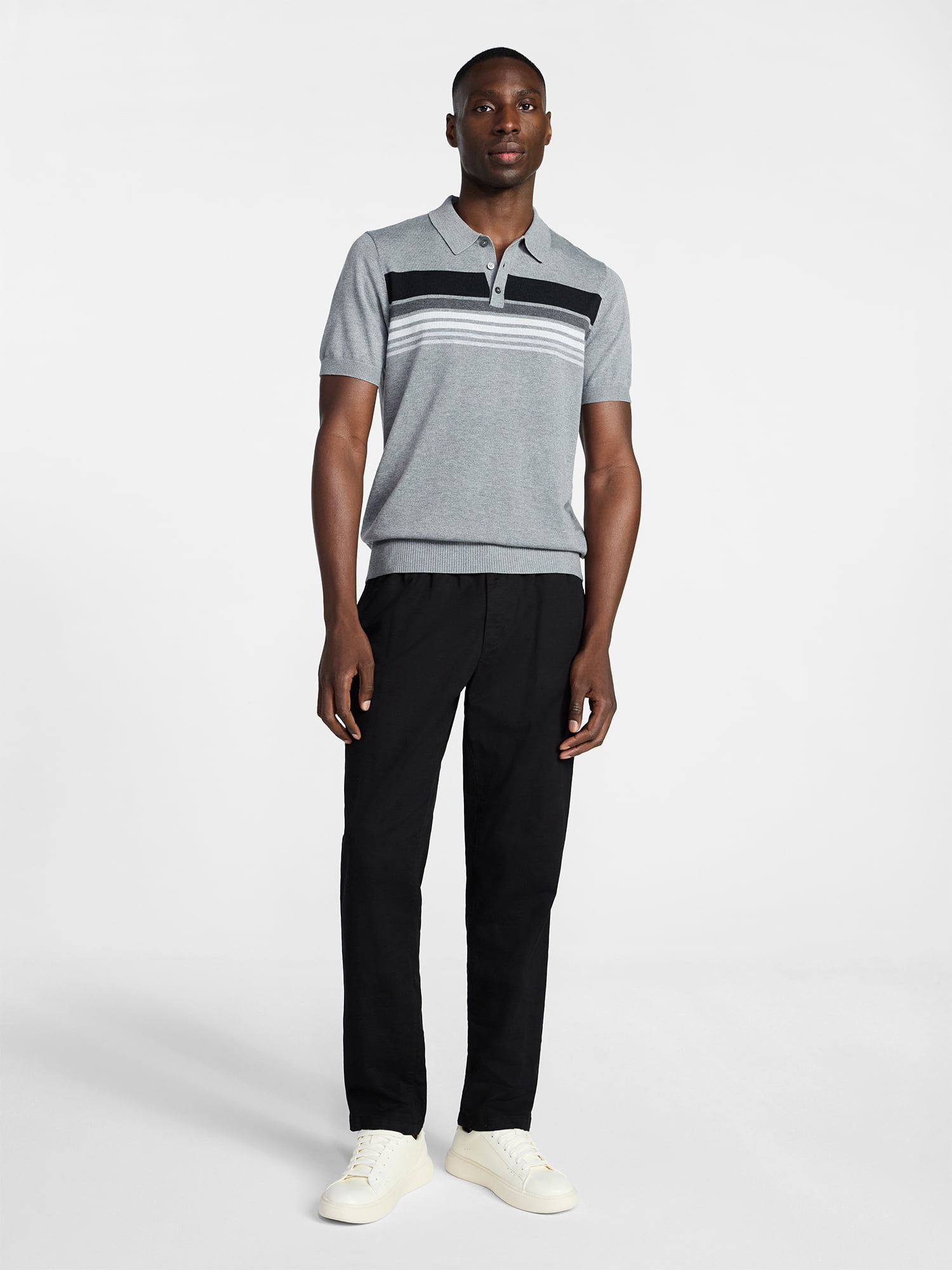 George Men's Sweater Polo Shirt with Short Sleeves, Sizes S-3XL