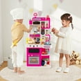 thumbnail image 2 of Costway Kids Kitchen Playset with Realistic Sounds Lights Play Sink 95 PCS Accessories Pink, 2 of 10