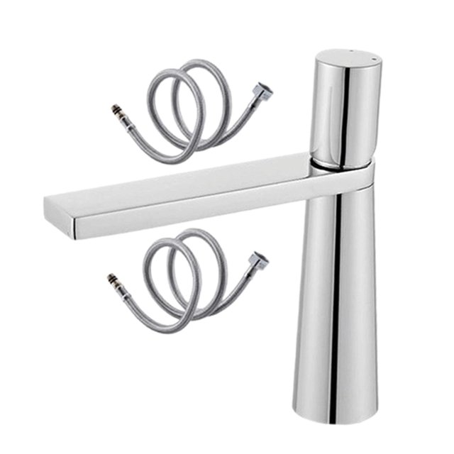 Grifo de baño Grifo para recipiente de lavabo Grifo de agua con núcleo de cerámica moderno Control de frío y calor de una sola manija para fregadero d chapado corto