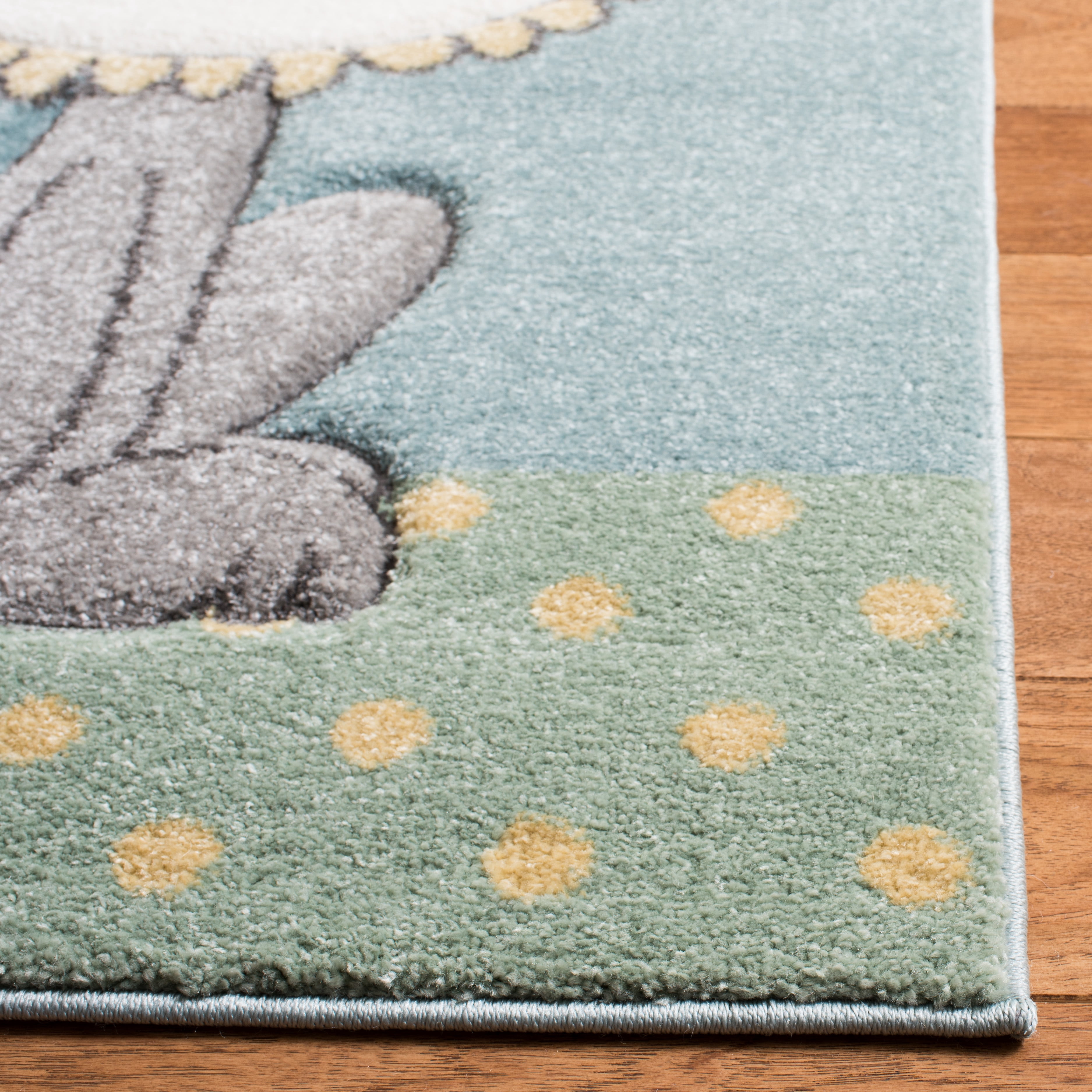SAFAVIEH Carousel Kids Talisha Sunshine Animals Runner Rug, Ivory/Blue, 2'3" x 10'