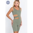 thumbnail image 3 of Suave Cut-out Seamless Romper Sage Green' S/M, 3 of 5