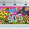 71x43 inch 90s Theme Party Banner with Hanging Rope Hip Hop Graffiti Back to The 90's Party Supplies Colorful Rectangle Polyester Hanging Sign for Outdoor & Indoor Decor