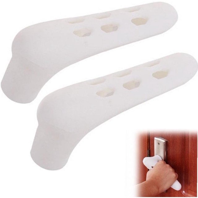 2 piezas (blanco) protectores de manija de puerta cubierta de manija de puerta de silicona suave perilla de manija de puerta de seguridad accesorios para el hogar funda protectora de manija de puerta, puerta antirrobo, anticolisión ER