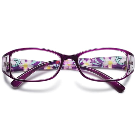 MAGIMODAC Women Reading Glasses Cateye Floral Fashion Plastic Eyeglasses Eyewear Readers (1 Pcs Purple Reading Glasses, +2.75)