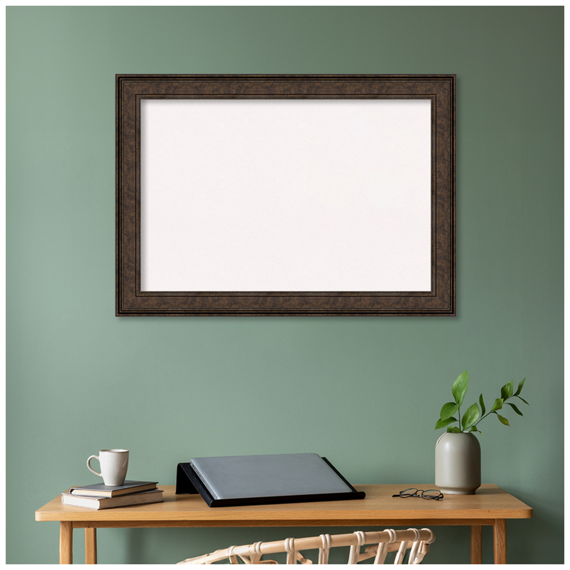 Amanti Art White Cork Board Framed Ridge Bronze Bulletin Board 42 in. x 30 in.