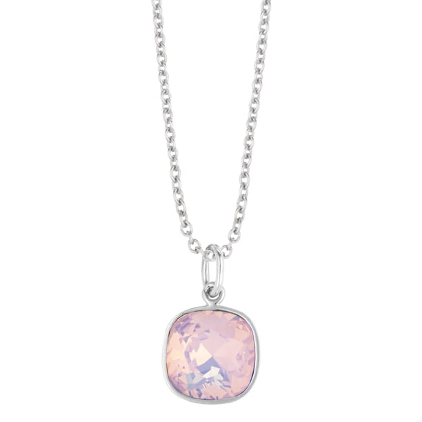 Collar para Mujer con Cristal Fino Swarovski en forma de Cuadrado Chico– Bañado en Rodio- Collar Elegante y Brillante-Collares de Mujer de Moda- Joyería para Mujer de Moda- Regalo especial Ortiz Espinosa Temporada