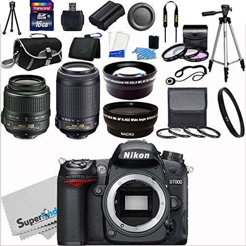 nikon d7000 16 2mp dx format cmos sensor digital slr camera black import model with 18 55mm f 3 5 5 6g af s dx vr and 55 200mm f 4 5 5 6g ed vr af s