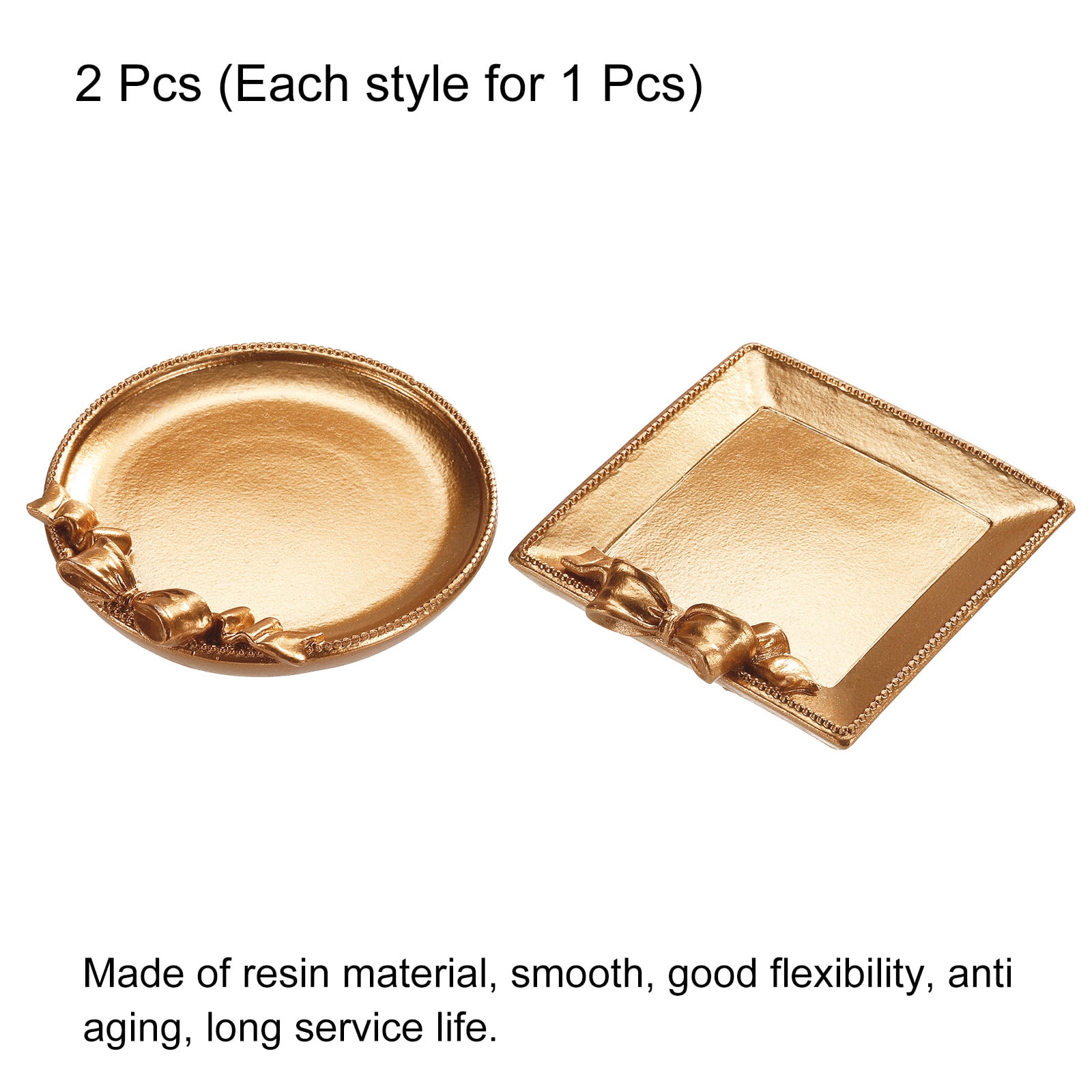 Unique Bargains Vintage Decorative Storage Tray Resin Bow-Knot Dish Organizer Rose Gold