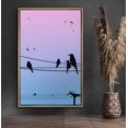 thumbnail image 1 of PixonSign Framed Canvas Print Wall Art Purple and Blue Sky with Birds Animals Wildlife Illustrations Modern Art Scenic Fun Multicolor Ultra for Living Room, Bedroom, Office - 16"x24" Natural, 1 of 5