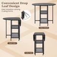 thumbnail image 2 of Demi Bonn Folding Round Dining Table,Lockable Wheels 2 Drop-Leaf Panels,2 Storage Shelves,Waterproof,Black, 2 of 7