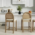 thumbnail image 2 of Nathan James Bailey Boucle Upholstered Rattan Bar Stool, Counter Height Stool with Natural Rattan Woven Back For Kitchen Island, Light Brown, Set of 2, 2 of 2