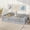 Grey, variant on Sailvan Full Floor Bed with Fence and Door, Solid Wood Kids Platform Bed Frame Pink