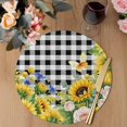 thumbnail image 3 of Summer Sunflowers Round 15 Inch Placemats Set of 4, Floral Butterfly Eucalyptus Leaves Plaid HeatResistant Non Slip Place Mats for Dining Table, Wipeable Braided Kitchen Table Mats for Housewarming, 3 of 9