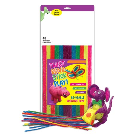 Wax Sticks Neon Colors, 48 Per Pack 8 Inch Bendable Modeling Sticks, Reusable Craft Sticks for Class Projects, Creative Play, Travel Toys, 3D Art, Classroom Learning Tools