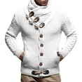 thumbnail image 3 of Thickened Wool Blend Cardigan Sweater for Men, Casual Fashion Stand Collar Winter Wear, 3 of 9
